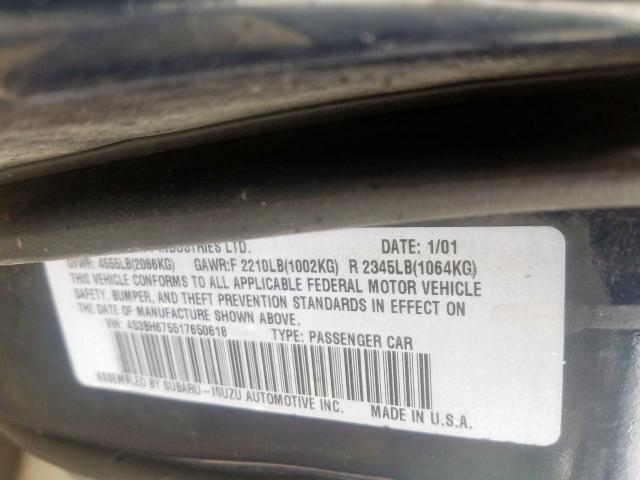 4S3BH675517650618 - 2001 SUBARU LEGACY OUTBACK AWP  照片 10