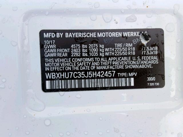 WBXHU7C35J5H42457 - 2018 BMW X1 SDRIVE28I  photo 10