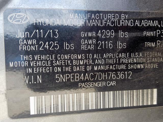 5NPEB4AC7DH763612 - 2013 HYUNDAI SONATA GLS  photo 10