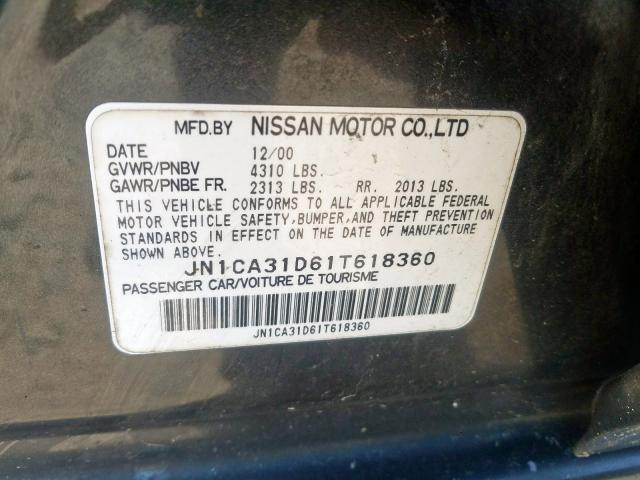 JN1CA31D61T618360 - 2001 NISSAN MAXIMA GXE  photo 10