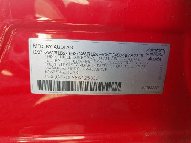 WAUAF78E98A125030 - 2008 AUDI A4 2.0T  photo 10