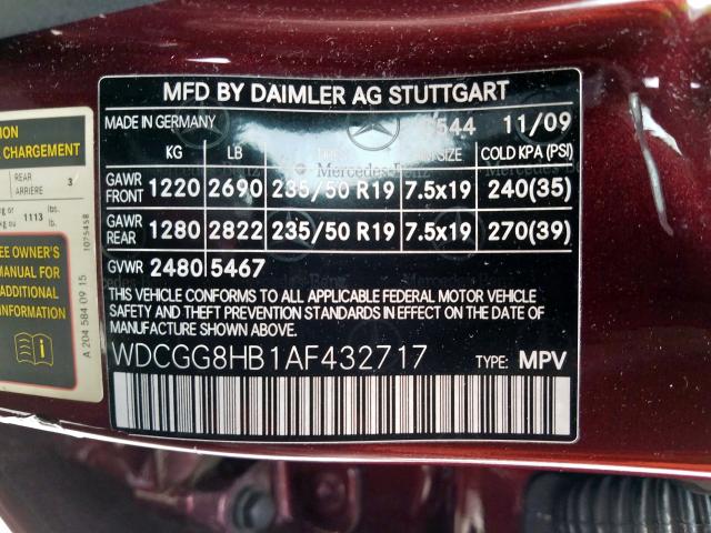 WDCGG8HB1AF432717 - 2010 MERCEDES-BENZ GLK 350 4MATIC  photo 10