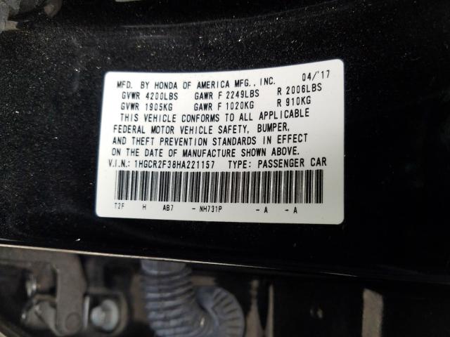 1HGCR2F38HA221157 - 2017 HONDA ACCORD LX  photo 10