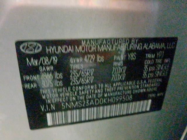 5NMS23AD0KH099508 - 2019 HYUNDAI SANTA FE SE  photo 10