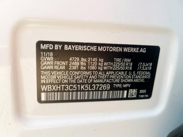 WBXHT3C51K5L37269 - 2019 BMW X1 XDRIVE28I  photo 10