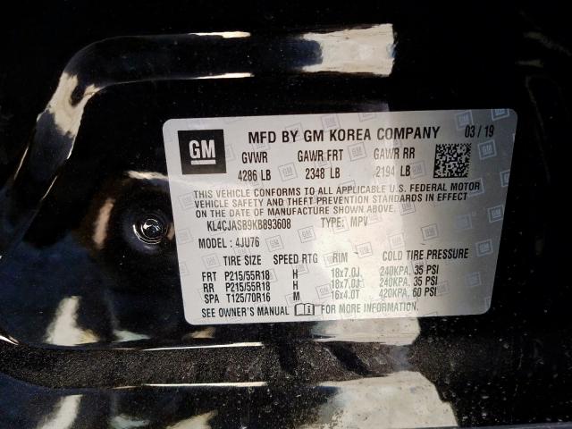 KL4CJASB9KB893608 - 2019 BUICK ENCORE PREFERRED  фото 10