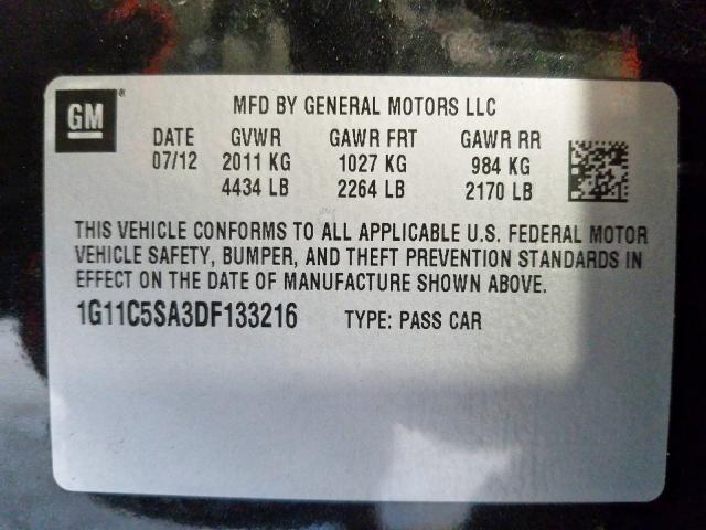 1G11C5SA3DF133216 - 2013 CHEVROLET MALIBU 1LT  照片 10