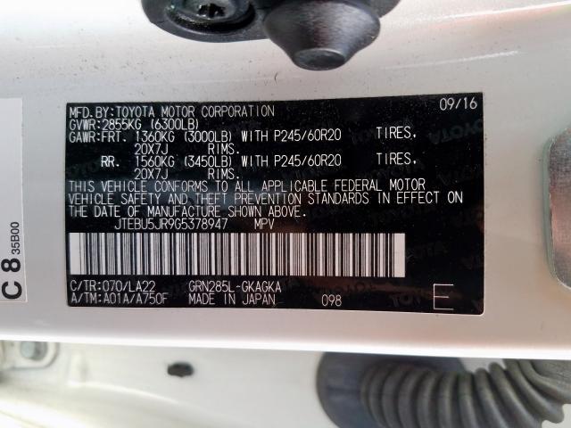 JTEBU5JR9G5378947 - 2016 TOYOTA 4RUNNER SR5/SR5 PREMIUM  照片 10