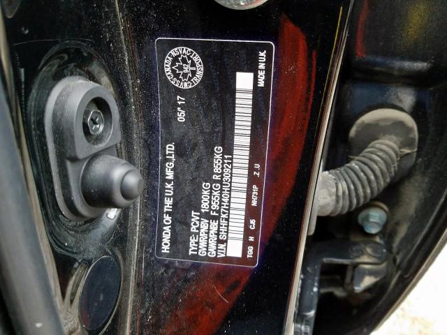 SHHFK7H40HU309211 - 2017 HONDA CIVIC SPORT  照片 10