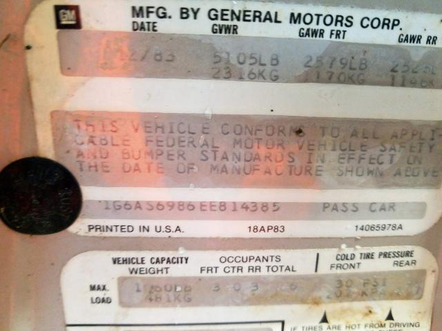 1G6AS6986EE814385 - 1984 CADILLAC SEVILLE  photo 10