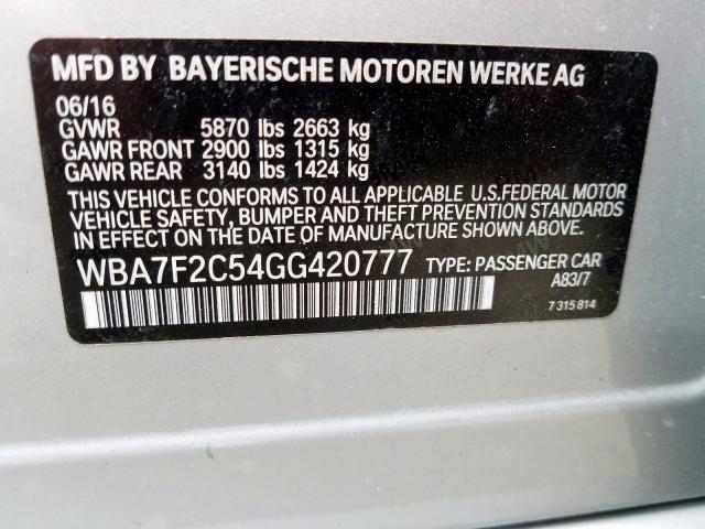 WBA7F2C54GG420777 - 2016 BMW 750 XI  photo 10