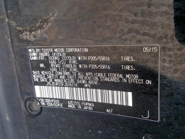 JTLZE4FE5FJ076114 - 2015 TOYOTA SCION XB  照片 10