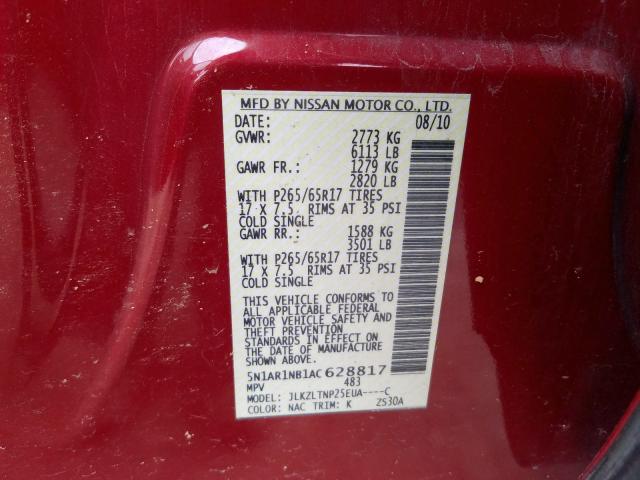 5N1AR1NB1AC628817 - 2010 NISSAN PATHFINDER S  照片 10