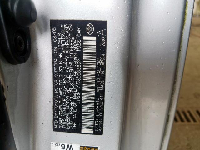 JTKDE177760086839 - 2006 TOYOTA SCION TC  photo 10