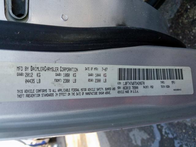 1J8FT47W87D420670 - 2007 JEEP COMPASS  photo 10