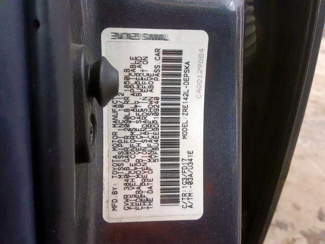 5YFBU4EE9DP109240 - 2013 TOYOTA COROLLA BASE  照片 10