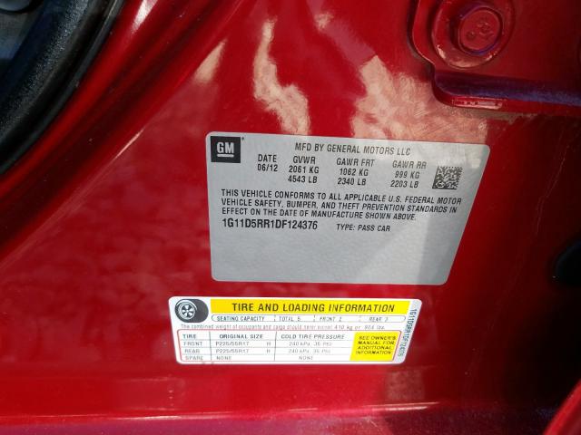 1G11D5RR1DF124376 - 2013 CHEVROLET MALIBU 1LT  照片 10