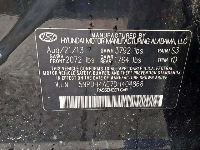 5NPDH4AE7DH404868 - 2013 HYUNDAI ELANTRA GLS  photo 10