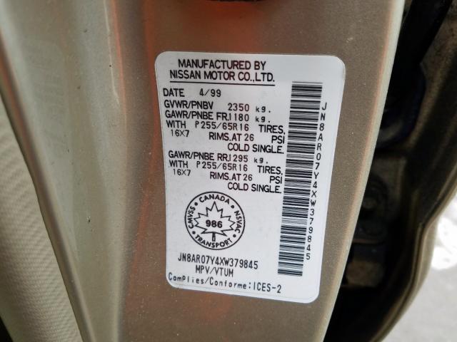 JN8AR07Y4XW379845 - 1999 NISSAN PATHFINDER LE  ფოტო 10