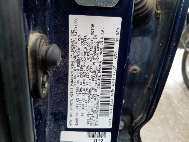 5TELU42NX7Z454204 - 2007 TOYOTA TACOMA DOUBLE CAB  照片 10