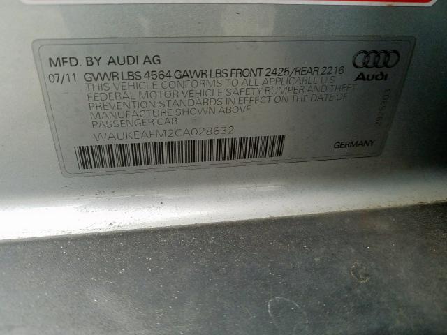 WAUKEAFM2CA028632 - 2012 AUDI A3 PREMIUM PLUS  photo 10