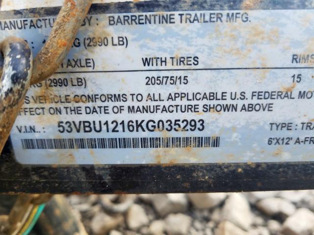 53VBU1216KG035293 - 2019 UTILITY TRAILER  foto 10