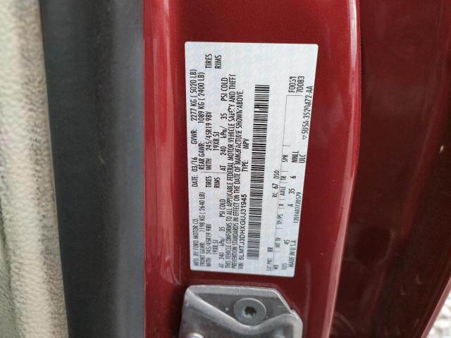 5LMTJ3DHXGUJ31945 - 2016 LINCOLN MKC RESERVE წითელი ფოტო 10