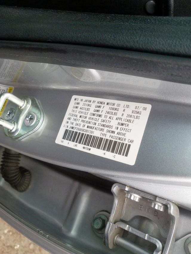 JHMCP26869C001391 - 2009 HONDA ACCORD EXL  photo 10