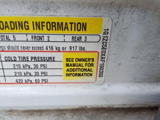 1G1ZC5E0XAF190398 - 2010 CHEVROLET MALIBU 1LT  照片 10