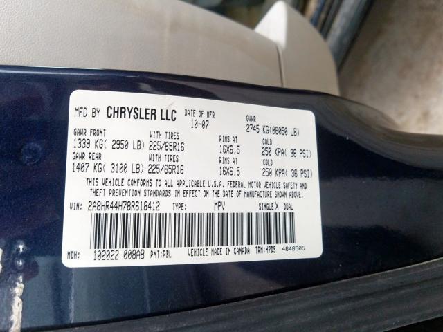 2A8HR44H78R618412 - 2008 CHRYSLER TOWN & COUNTRY LX  photo 10