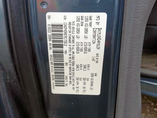 1D4GP45R87B172612 - 2007 DODGE CARAVAN SXT  photo 10