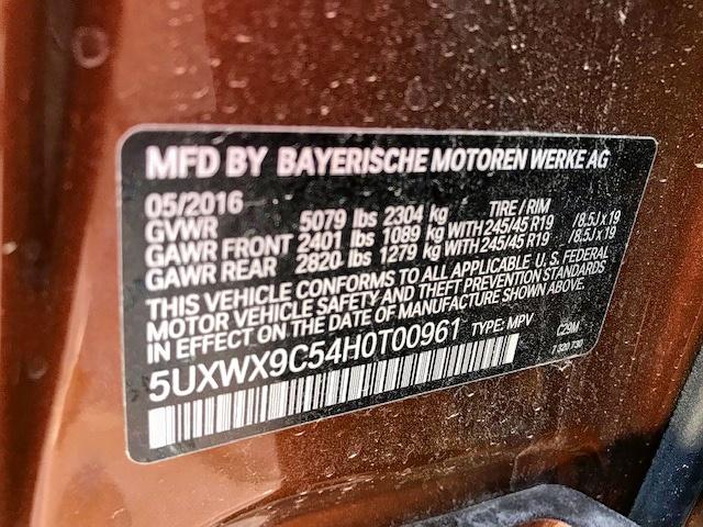 5UXWX9C54H0T00961 - 2017 BMW X3 XDRIVE28I  photo 10