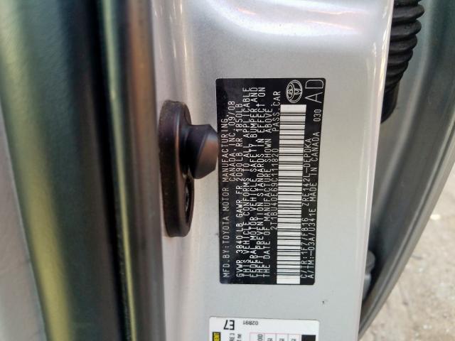 2T1BU40E69C111820 - 2009 TOYOTA COROLLA BASE  photo 10