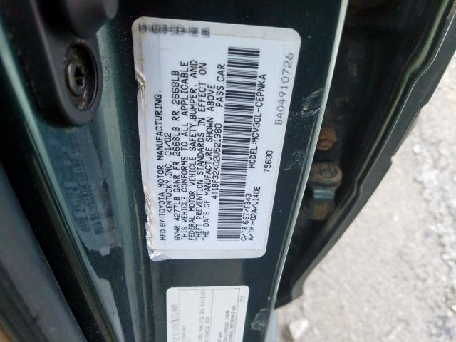 4T1BF32K02U521380 - 2002 TOYOTA CAMRY LE  photo 10