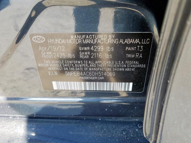 5NPEB4AC6DH514069 - 2013 HYUNDAI SONATA GLS  photo 10