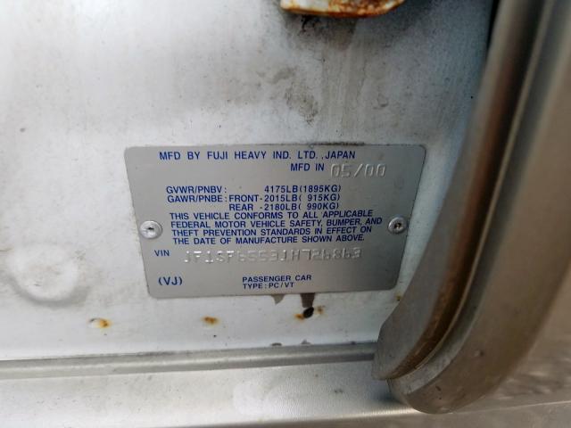 JF1SF65531H726863 - 2001 SUBARU FORESTER S  photo 10