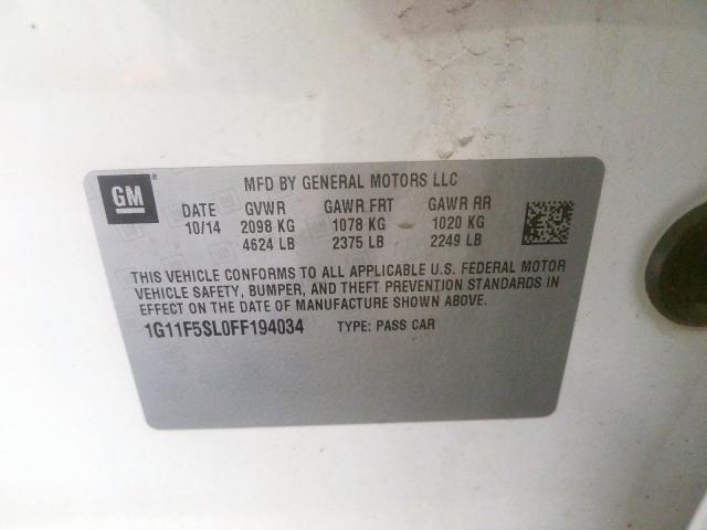 1G11F5SL0FF194034 - 2015 CHEVROLET MALIBU LTZ  ფოტო 10