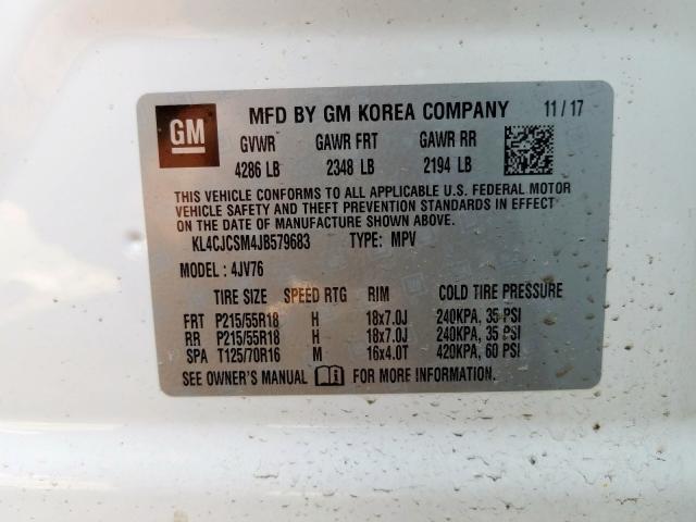 KL4CJCSM4JB579683 - 2018 BUICK ENCORE ESSENCE  photo 10