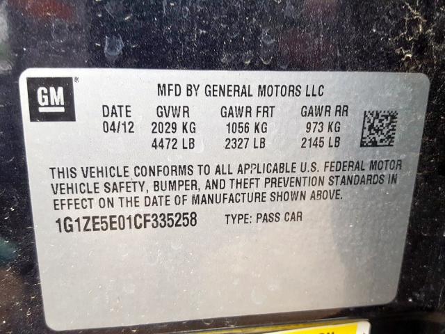 1G1ZE5E01CF335258 - 2012 CHEVROLET MALIBU LTZ  照片 10