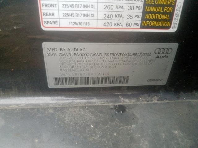 WAUNF78P78A159874 - 2008 AUDI A3 2.0 PREMIUM  photo 10