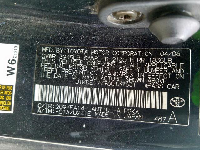JTKDE177960137631 - 2006 TOYOTA SCION TC  照片 10