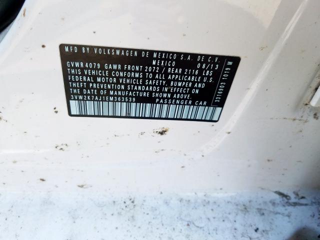 3VW2K7AJ1EM363539 - 2014 VOLKSWAGEN JETTA BASE  照片 10