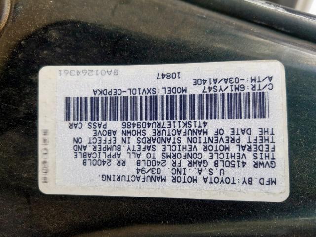 4T1SK11E7RU409486 - 1994 TOYOTA CAMRY BASE  photo 10