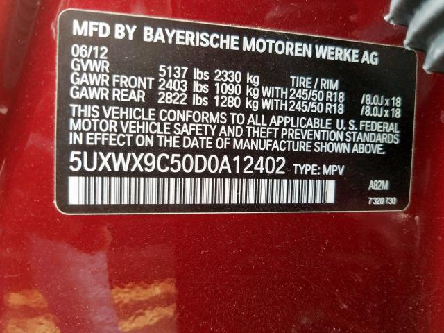 5UXWX9C50D0A12402 - 2013 BMW X3 XDRIVE28I  photo 10