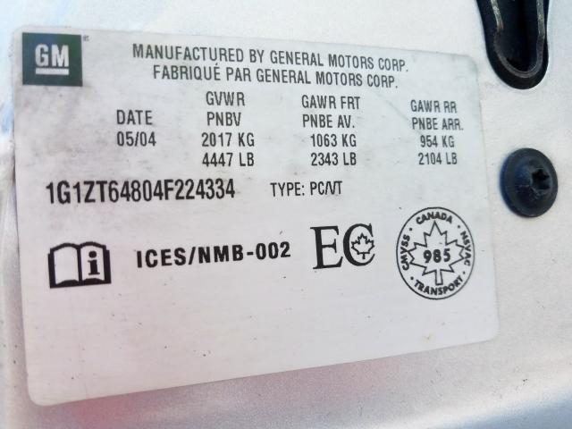 1G1ZT64804F224334 - 2004 CHEVROLET MALIBU MAXX LS  照片 10