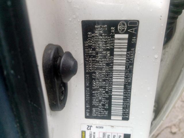 2T1BU40E99C014109 - 2009 TOYOTA COROLLA BASE  照片 10