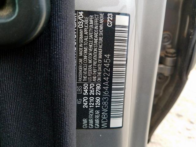 WDBNG83J64A422454 - 2004 MERCEDES-BENZ S 430 4MATIC  photo 10