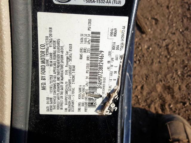 3FAHP07Z38R244679 - 2008 FORD FUSION SE  photo 10