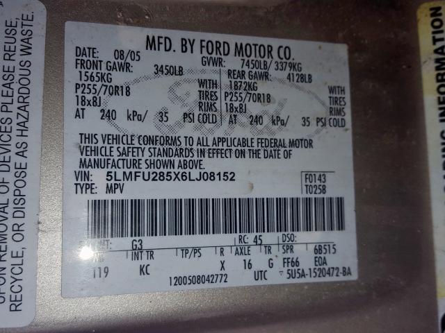 5LMFU285X6LJ08152 - 2006 LINCOLN NAVIGATOR  照片 10