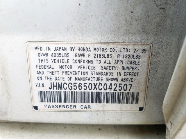 JHMCG5650XC042507 - 1999 HONDA ACCORD EX  photo 10